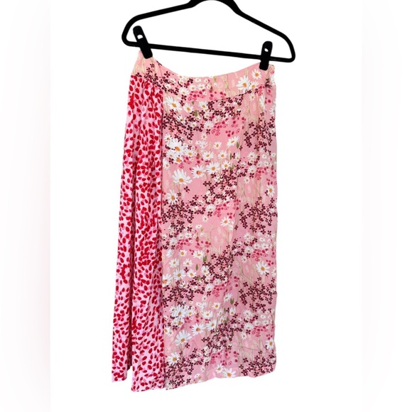 Mother of Pearl Sweet Meadow Kenzie Silk Midi Wrap Skirt pink floral Size 6 GUC - Picture 3 of 15
